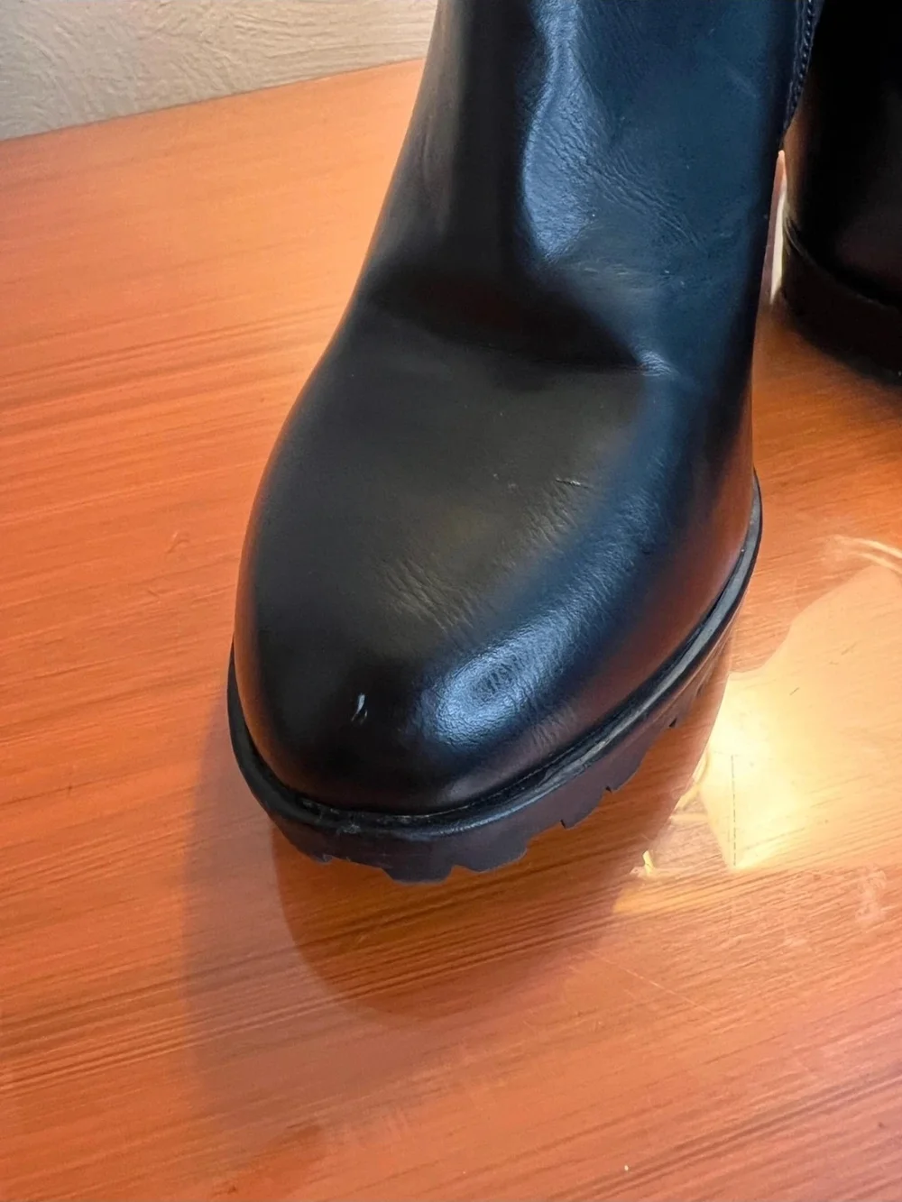 Black Women's High Heel Ankle Boot with Buckle Strap